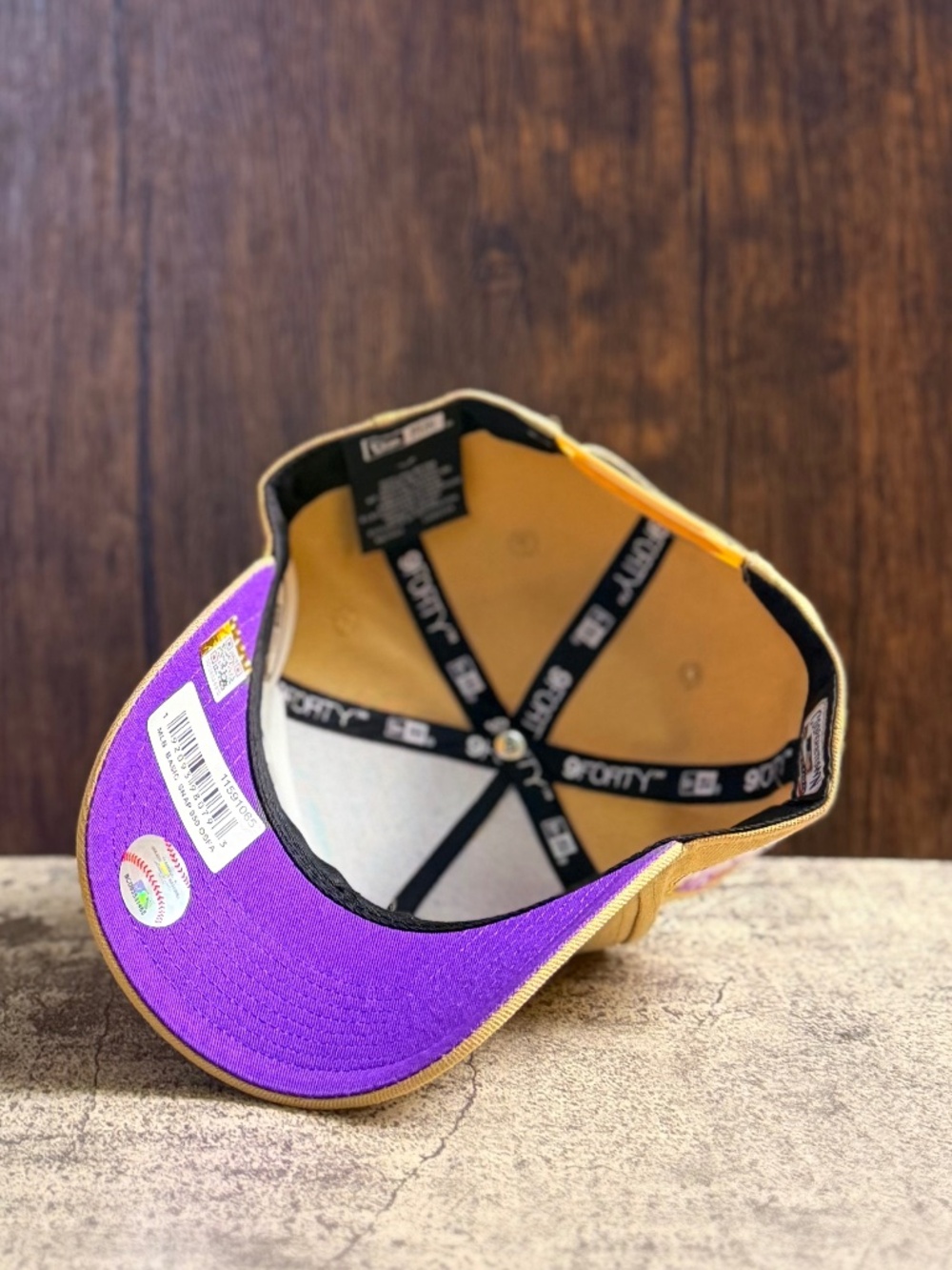 NWT New Era 9FORTY LA Dodgers Tan Purple Snapback Hat OSFA - Picture 5 of 9